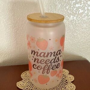 Mama needs coffee cold cup tumbler with lid & straw